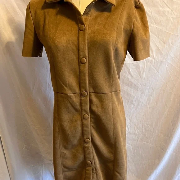 Zara Faux Suede camel mini dress dress - size S - Picture 4 of 10